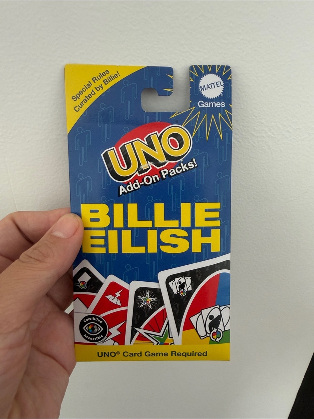 UNO Billie Eilish Add-On Card Pack - Blue & Yellow ( UNO card game required )